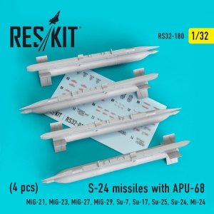 RESKIT RS32-0180 S-24 MISSILES WITH APU-68 (4 PCS) 1/32