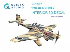 Quinta Studio QD48098 Ju 87B-2/R-2 3D-Printed & coloured Interior on decal paper (Hasegawa) 1/48
