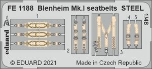Eduard FE1188 Blenheim Mk.I seatbelts STEEL AIRFIX 1/48