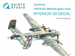 Quinta Studio QD48436 B-25J Mitchell Glass Nose 3D-Printed coloured Interior on decal paper (HK models) 1/48