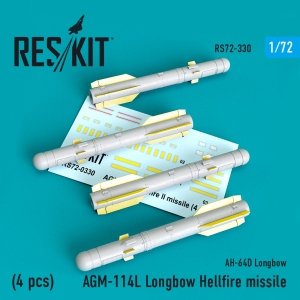 RESKIT RS72-0330 AGM-114L LONGBOW HELLFIRE MISSILES (4 PCS) 1/72