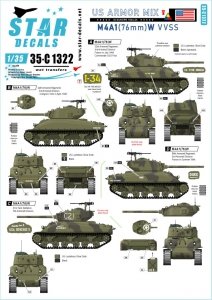 Star Decals 35-C1322 US Armor Mix # 5 M4A1 (76) W Sherman in Europe 1944-45  1/35