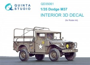 Quinta Studio QD35061 Dodge M37 3D-Printed & coloured Interior on decal paper (Roden) 1/35