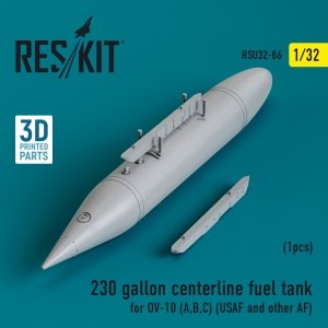 RESKIT RSU32-0086 230 gallon centerline fuel tank for OV-10 (A,B,C) (USAF and other AF) (1 pcs) (3D Printed) 1/32