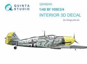 Quinta Studio QD48240 Bf 109E-3/4 3D-Printed & coloured Interior on decal paper ( Wingsy kits) 1/48