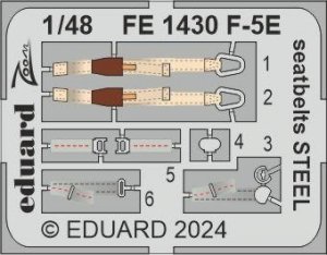 Eduard FE1430 F-5E seatbelts STEEL AFV CLUB, EDUARD 1/48