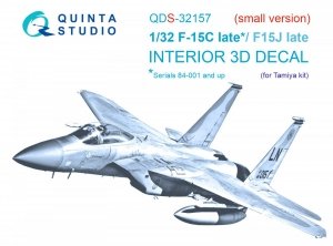 Quinta Studio QDS32157 F-15C Late/F-15J late 3D-Printed & coloured Interior on decal paper (Tamiya) (small version) 1/32