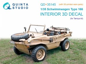 Quinta Studio QD+35145 Schwimmwagen Type 166 3D-Printed & coloured Interior on decal paper (Tamiya) (with 3D-printed resin parts) 1/35