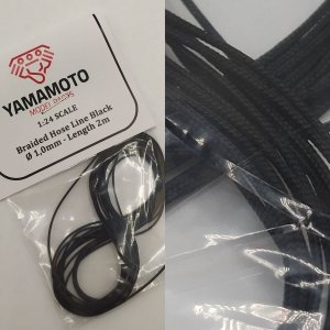 Yamamoto Model Parts YMPTUN69 Braided Hose Line Black 1,0mm 2m 1/24