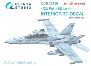 Quinta Studio QDS32156 F/A-18D late 3D-Printed & coloured Interior on decal paper (Academy) (Small version) 1/32
