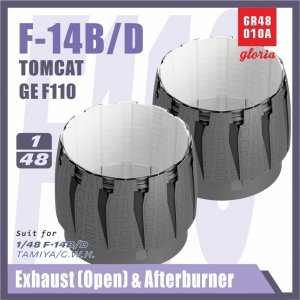Gloria GR48010A F-14B/D F110-GE-400 Exhaust Nozzle & Afterburner OPEN TAMIYA/G.W.H. 1/48