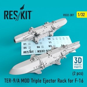 RESKIT RS32-0387 TER-9/A MOD TRIPLE EJECTOR RACK FOR F-16 (2 PCS) (3D PRINTING) 1/32