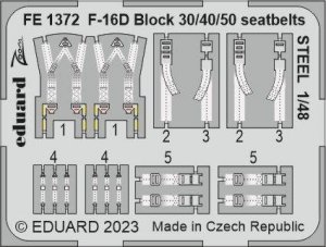 Eduard FE1372 F-16D Block 30/40/50 seatbelts STEEL KINETIC MODEL 1/48