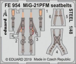 Eduard FE954 MiG-21PFM seatbelts STEEL 1/48 EDUARD