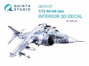 Quinta Studio QD72127 AV-8A late 3D-Printed coloured Interior on decal paper (Airfix) 1/72