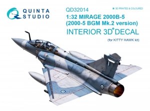 Quinta Studio QD32014 Mirage 2000B-5 (2000-5BGM Mk2) 3D-Printed & coloured Interior on decal paper (for Kitty Hawk kit) 1/32