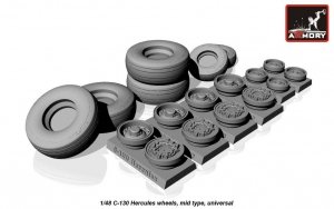 Armory Models AW48310 C-130 Hercules wheels, mid type 1/48
