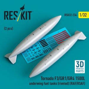 RESKIT RSU32-0234 Tornado F3/GR1/GR4 1500L underwing fuel tanks (riveted) (RAF/RSAF) (2 pcs) (3D Printed) (1/32)