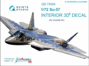 Quinta Studio QD72004 SU-57 3D-Printed & coloured Interior on decal paper (for Zvezda kit)1/72