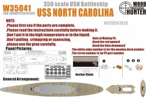 Wood Hunter W35041 Wood deck USS North Carolina for Trumpeter 05303 1/350