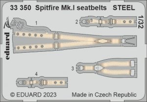 Eduard 33350 Spitfire Mk. I seatbelts STEEL KOTARE 1/32