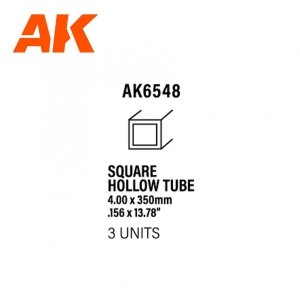 AK Interactive AK6548 SQUARE HOLLOW TUBE 4.00 X 350MM – STYRENE SQUARE HOLLOW TUBE – (3 UNITS)