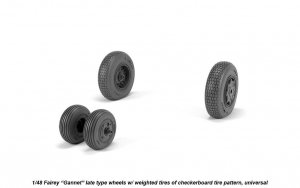 Armory Models AW48411 Fairey Gannet late type wheels w/ weighted tires of checkerboard tire pattern 1/48
