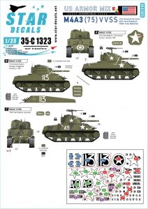 Star Decals 35-C1323 US Armor Mix # 6. M4A3 (75) W Sherman in Europe 1944-45 1/35