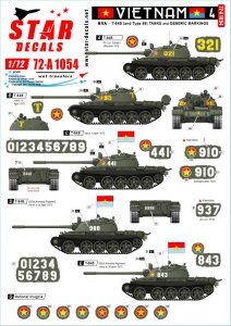 Star Decals 72-A1054 Vietnam # 4. NVA North Vietnamese T-54B markings 1/72