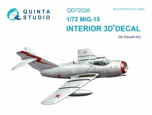 Quinta Studio QD72026 MiG-15 3D-Printed & coloured Interior on decal paper (for Eduard kit) 1/72