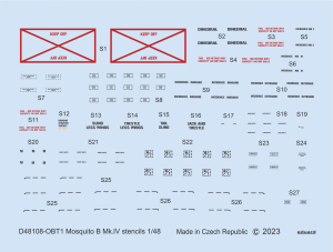 Eduard D48108 Mosquito B Mk. IV stencils REVELL, TAMIYA 1/48
