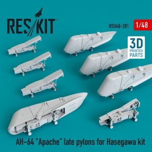 RESKIT RSU48-0282 AH-64 APACHE LATE PYLONS WITH 122 GALLON FUEL TANKS FOR HASEGAWA KIT (3D PRINTED) 1/48