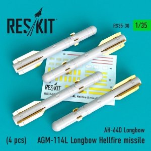 RESKIT RS35-0030 AGM-114L LONGBOW HELLFIRE MISSILES (4 PCS) 1/35