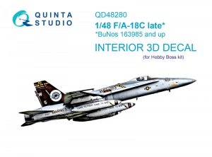 Quinta Studio QD48280 F/A-18C late 3D-Printed & coloured Interior on decal paper (HobbyBoss) 1/48
