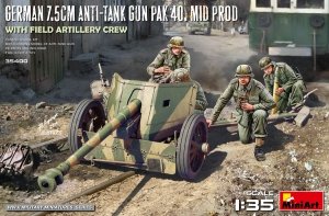 MiniArt 35400 GERMAN 7.5CM ANTI-TANK GUN PAK 40. MID PROD. WITH FIELD ARTILLERY CREW 1/35