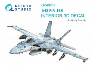 Quinta Studio QD48259 F/A-18E 3D-Printed & coloured Interior on decal paper (HobbyBoss) 1/48
