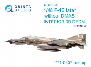 Quinta Studio QD48370 F-4E late without DMAS 3D-Printed & coloured Interior on decal paper (Meng) 1/48