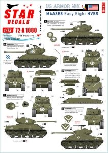 Star Decals 72-A1080 US Armor Mix # 1. US M4A3E8 'Easy Eight' tanks in NV Europe 1944-45 1/72