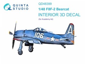 Quinta Studio QD48399 F8F-2 Bearcat 3D-Printed & coloured Interior on decal paper (Academy) 1/48