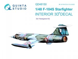 Quinta Studio QD48150 F-104S 3D-Printed & coloured Interior on decal paper (Hasegawa) 1/48