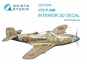 Quinta Studio QD72048 P-39N 3D-Printed & coloured Interior on decal paper (RS Models) 1/72