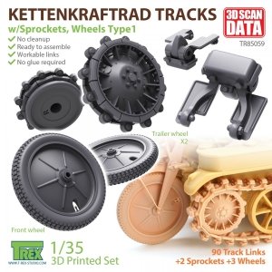 T-Rex Studio TR85059 Kettenkaraftrad Tracks w/Sprockets, Wheels Type 1 1/35