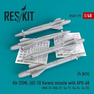 RESKIT RS48-0179 Kh-25ML (AS-10 Karen) missile with APU-68 (4 pcs) 1/48