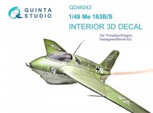 Quinta Studio QD48242 Me 163B/S 3D-Printed & coloured Interior on decal paper (Dragon) 1/48