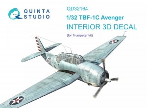 Quinta Studio QD32164 TBF-1C Avenger 3D-Printed & coloured Interior on decal paper (Trumpeter) 1/32