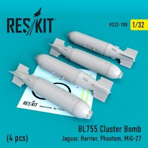 RESKIT RS32-0108 BL755 CLUSTER BOMBS (4 PCS) 1/32
