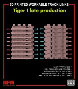 Rye Field Model 2030 TIGER I LATE PRODUTION 3D PRINTED WORKABLE TRACK 1/35
