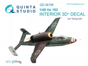 Quinta Studio QD48106 He-162 3D-Printed & coloured Interior on decal paper (for Tamiya kit) 1/48
