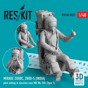 RESKIT RSF48-0022 MIRAGE 2000C, 2000-5 (INDIA) PILOT SITTING IN EJECTION SEAT MB MK.10Q (TYPE 1) (3D PRINTED) 1/48