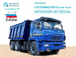 Quinta Studio QD35053 KAMAZ 65115 Dump truck 3D-Printed & coloured Interior on decal paper ( Zvezda ) 1/35
